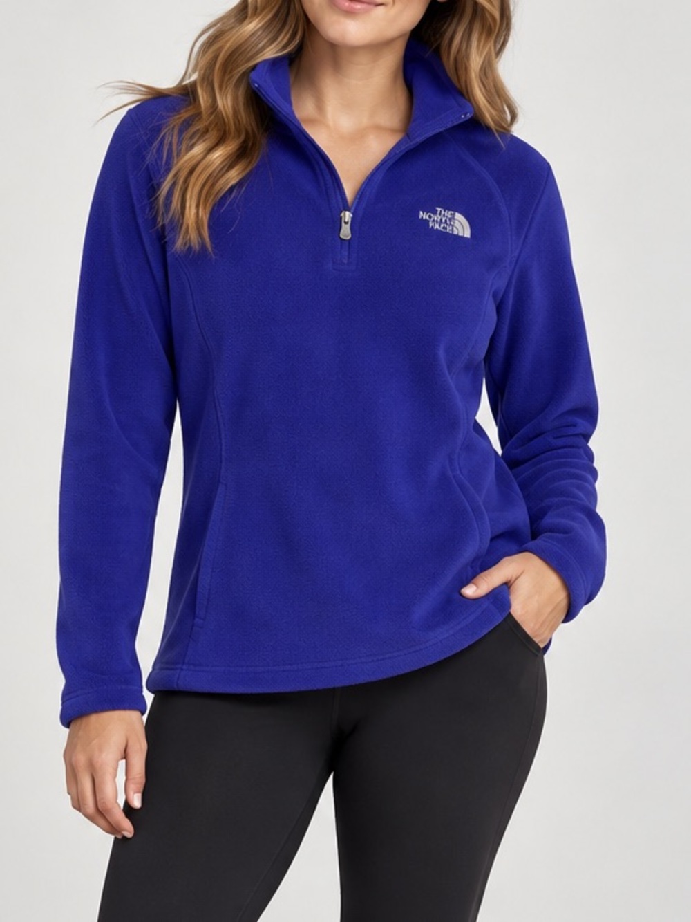 The North Face Women's Fleece 1/4 Zip Pullover Sweater Cobalt Royal Blue Medium